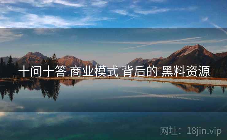 十问十答 商业模式 背后的 黑料资源