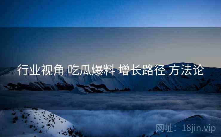 行业视角 吃瓜爆料 增长路径 方法论