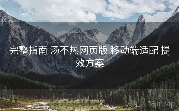完整指南 汤不热网页版 移动端适配 提效方案